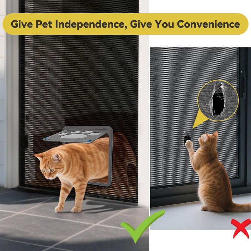 PETLESO Dog Door for Screen Door, Cat Door Screen Small Dog Door Insert for Sliding Door Easy Install, Small 8"Ã—10" - Image 2